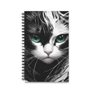 Cat Green eyes black&white