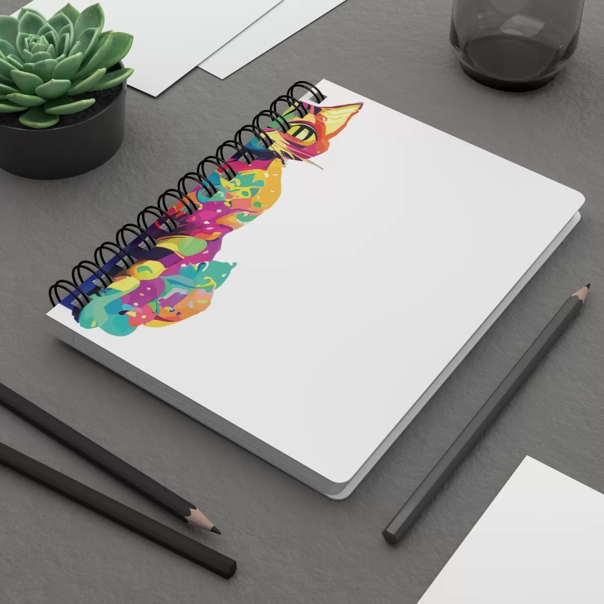 Cat BRIGHT COLORS - Spiral Bound Journal - Image 8